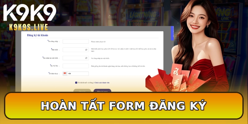 Hoàn tất form đăng ký